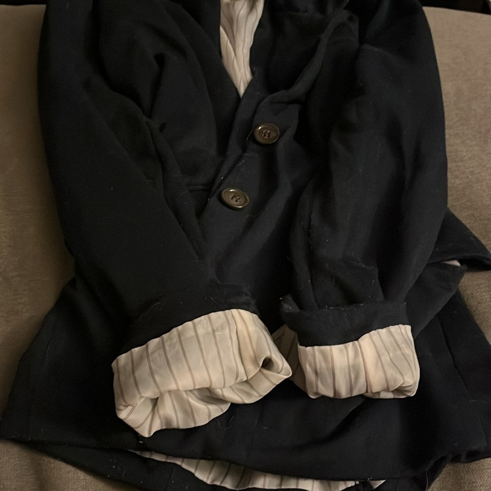 Elbow Patch Fashion Blazer -Navy